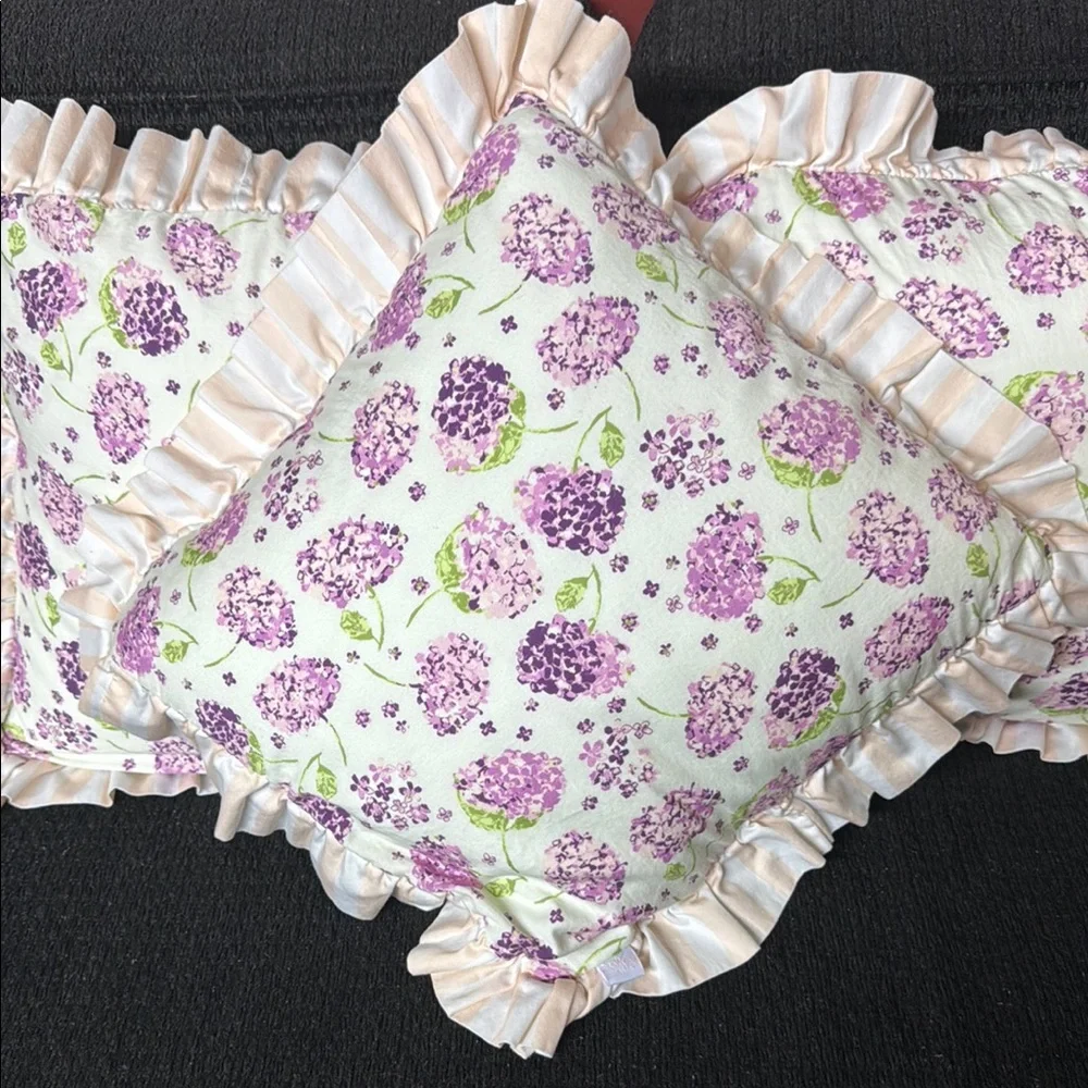 Floral Ruffled Throw Pillows (3)